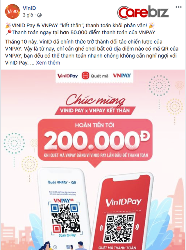 Ví điện tử của Vingroup vừa phả hơi nóng vào thị trường payment: Kết thân với VnPay, bung một phát mở ra 50.000 điểm thanh toán P2M - Ảnh 1.