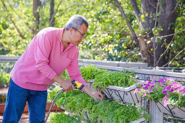 Người đàn ông 57 tuổi vừa có sự nghiệp vừa tạo lập vườn rau xanh ở biệt thự container tặng vợ ở giữa Thủ đô - Ảnh 2.