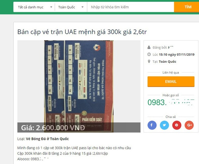  VFF trả vé trận Việt Nam - UAE, dân buôn chợ đen lập tức hét giá gấp 4 lần - Ảnh 1.