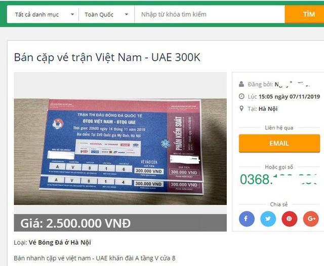 VFF trả vé trận Việt Nam - UAE, dân buôn chợ đen lập tức hét giá gấp 4 lần - Ảnh 2.