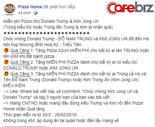 [Góc nhanh trí] Tặng 1.000 bánh pizza 0 đồng dành cho bản sao Donald Trump và Kim Jong Un, nhân dịp hội nghị thượng đỉnh Mỹ - Triều sắp diễn ra - Ảnh 1.