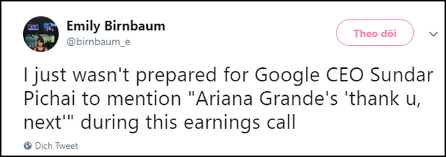 thank you, next được CEO Google nức nở khen khiến ai cũng ngạc nhiên, phải chăng ông cũng là fan Ariana Grande? - Ảnh 1.