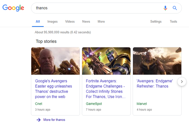 Google Tìm kiếm đã có Găng tay Vô cực cho bạn thử: Chỉ cần gõ Thanos là ra, làm luôn đi - Ảnh 2.