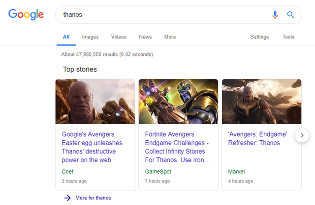 Google Tìm kiếm đã có Găng tay Vô cực cho bạn thử: Chỉ cần gõ Thanos là ra, làm luôn đi - Ảnh 3.