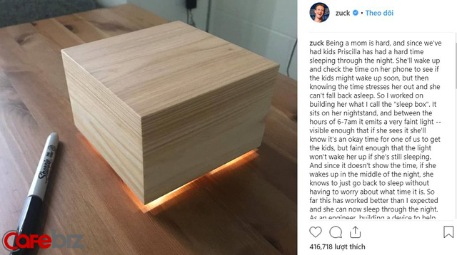 [Bài lên luôn] Soái ca như Mark Zuckerberg: Phát minh ra chiếc hộp gỗ ‘thần kỳ’ giúp vợ ngủ ngon hơn mỗi đêm, dân mạng thi nhau bình luận: ‘Tôi cũng muốn một cái như thế’ - Ảnh 1.