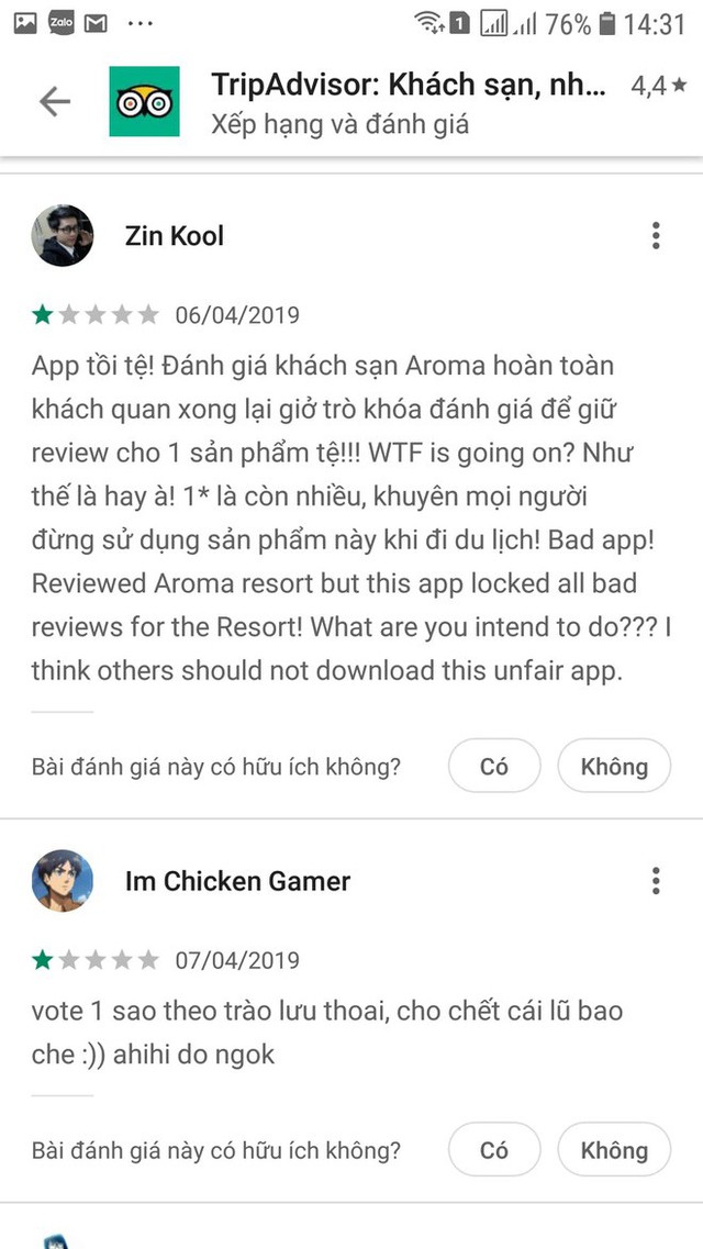 Khóa đánh giá về Aroma để đảm bảo khách quan, dân mạng quá khích vào cả App Store rate 1 sao cho ứng dụng TripAdvisor - Ảnh 5.