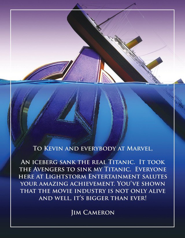 Đạo diễn James Cameron gửi lời chúc mừng Marvel: Avengers đã đánh chìm Titanic của tôi rồi - Ảnh 1.
