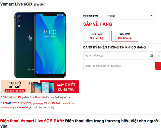Nhà bán lẻ Việt để lộ Vsmart Live: Giá tầm trung, Snapdragon 675, 3 camera 48MP, cảm biến vân tay dưới màn hình, pin 4000mAh - Ảnh 1.