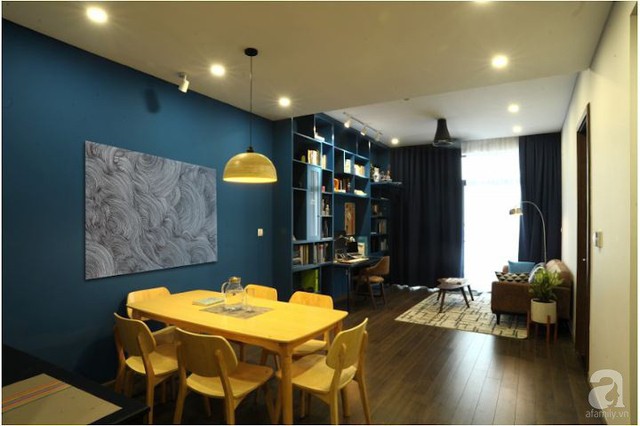 Căn hộ 90m² đẹp hiện đại với điểm nhấn màu xanh rất nam tính, có chi phí thi công 280 triệu đồng ở Hà Nội - Ảnh 9.