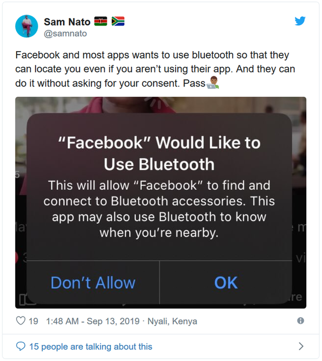 iOS 13 bắt quả tang Facebook theo dõi vị trí người dùng qua Bluetooth - Ảnh 1.