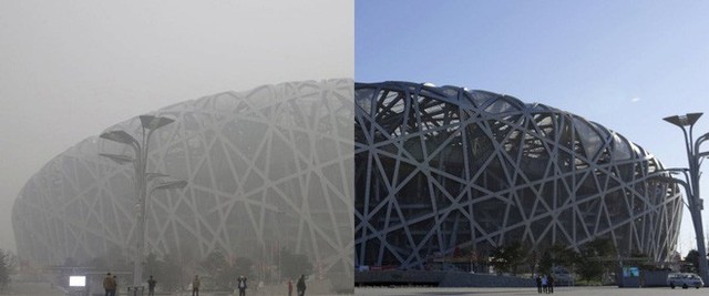 Tấm ảnh ấn tượng về SVĐ Tổ chim cùng báo cáo nghiên cứu mới cho thấy chất lượng không khí Bắc Kinh đã thay đổi mạnh mẽ nhường nào - Ảnh 1.