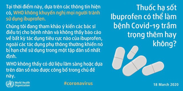 WHO bất ngờ rút lại lời khuyên mọi người tránh dùng thuốc hạ sốt ibuprofen cho Covid-19 - Ảnh 1.