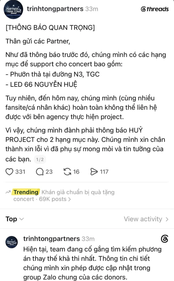 Náo loạn khắp Threads: Hơn 20 dự án cờ phướn fan làm ủng hộ concert ATVNCG đổ bể trước giờ G: Lỗ hổng của nền kinh tế "tiếp ứng"  - Ảnh 4.