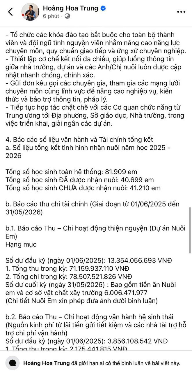 Sau gần nửa năm im lặng, Hoàng Hoa Trung lên tiếng xin lỗi về dự án Nuôi em - Ảnh 6.