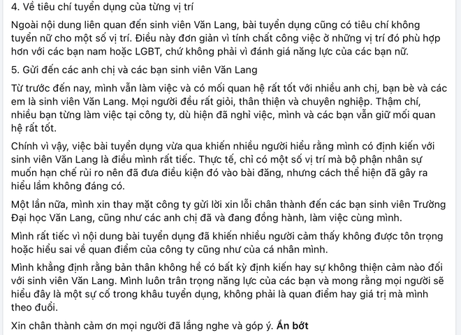 Khi lời xin lỗi vẫn giữ nguyên lý do phân biệt: Bài học quản trị từ vụ tuyển dụng gây bão của team Phạm Thoại - Ảnh 3.