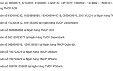Người từng chuyển tiền vào các tài khoản Vietcombank, Techcombank, Sacombank, MB, ACB,...dưới đây khẩn trương đến công an trình báo