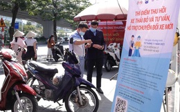 Cận cảnh điểm đo khí thải, đổi xe máy cũ lấy xe mới ở Hà Nội