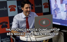 Thủ tướng Canada dùng laptop HP dán logo Apple để họp trực tuyến