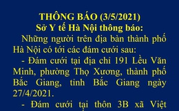 Hà Nội thông báo khẩn tìm người dự đám cưới tại Bắc Giang và Yên Bái