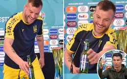 Cao thủ không bằng tranh thủ: Sao Ukraine "cà khịa" Ronaldo khi họp báo, kêu gọi Coca-Cola và Heineken liên hệ quảng cáo với mình