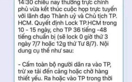 TP Hồ Chí Minh bác bỏ thông tin lan truyền 'lock TP.HCM trong 10-15 ngày'