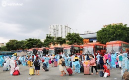 Hàng trăm bà bầu đội mưa, đợi xe về Quảng Ngãi sau bao ngày trông ngóng: "Được về là tốt lắm rồi"