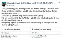 Xôn xao về đoạn tin tài xế xe ôm công nghệ tiết lộ doanh thu hơn 60 triệu/tháng, gửi lời chúc đồng nghiệp đạt 5 triệu/ngày?