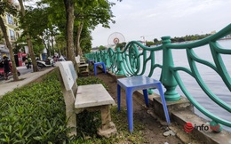 Xếp ghế che ô như bãi biển ven hồ Tây, ghế đá công cộng muốn ngồi phải trả tiền mua nước