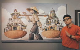 Vẽ gánh hàng rong gánh cả Hà Nội, tranh của sinh viên IT được trả gần 200 triệu