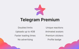 Telegram Premium có giá 4.99 USD/tháng: Gửi file 4GB, không quảng cáo, tải về nhanh hơn...