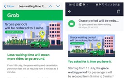 Singapore: Từ 18/7, Grab thu phí khách hàng nếu đến chậm hơn 3 phút