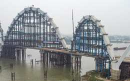 Ngắm cầu vòm thép cao nhất Việt Nam trên sông Đuống sắp đi vào hoạt động