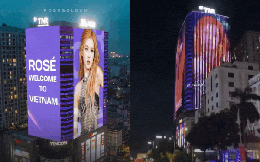 Đã xuất hiện hình ảnh đầu tiên về màn hình LED ảnh Rosé BLACKPINK hướng ra 3 mặt phố lớn ở Hà Nội