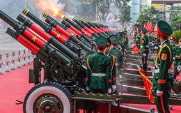Dàn đại bác khai hoả trong lễ tổng duyệt 70 năm Chiến thắng Điện Biên Phủ