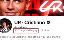 Đỉnh miễn bàn: Ronaldo chính thức đạt 50 triệu lượt theo dõi trên YouTube chỉ sau 6 ngày, gần 1 tỷ lượt theo dõi trên các MXH