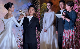 Hề Mộng Dao mặc lại váy cưới Dior trong tiệc cưới ở Macau, 'bà Tư' gia tộc vua sòng bạc công khai cảm ơn con dâu