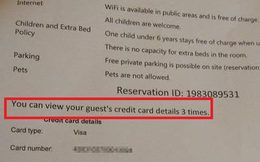 Booking.com thừa nhận chuyển toàn bộ thông tin thẻ tín dụng cho khách sạn