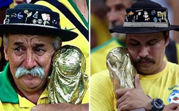 Bức ảnh chứa đựng câu chuyện xúc động về người đàn ông cầm cúp đi cổ vũ World Cup suốt gần nửa cuộc đời