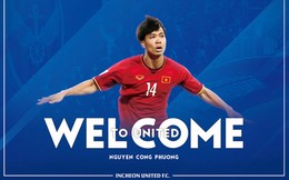 Công Phượng xong thủ tục gia nhập Incheon United, nhận áo số 23