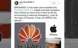Nhà ngoại giao Trung Quốc dùng iPhone đăng tweet ủng hộ Huawei, chế giễu Apple