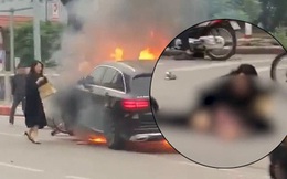 Xuất hiện clip người phụ nữ nghi là tài xế Mercedes hoảng loạn tại hiện trường, chạy đến ôm nạn nhân đang nằm gục