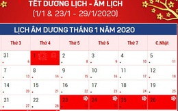 14 ngày nghỉ lễ, Tết năm 2020