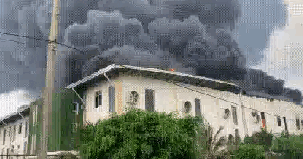 CLIP: Công an Tiền Giang và Long An đang khống chế vụ cháy rất lớn tại Khu Công nghiệp Tân Hương