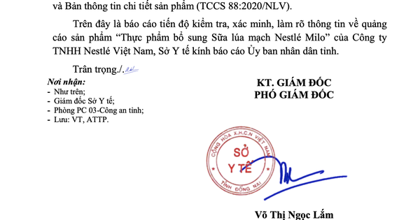 Kết quả kiểm nghiệm sản phẩm sữa lúa mạch Nestlé Milo