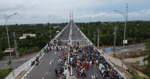 Hàng ngàn người leo rào đi bộ, chụp ảnh trên cầu Rạch Miễu 2