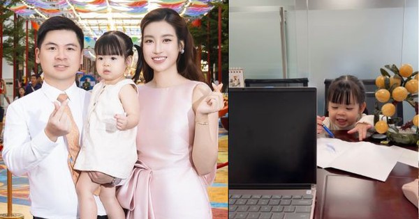 Hoa hậu Đỗ Mỹ Linh làm việc cận Tết, con gái Tuệ An hóa 'thư ký' đáng yêu