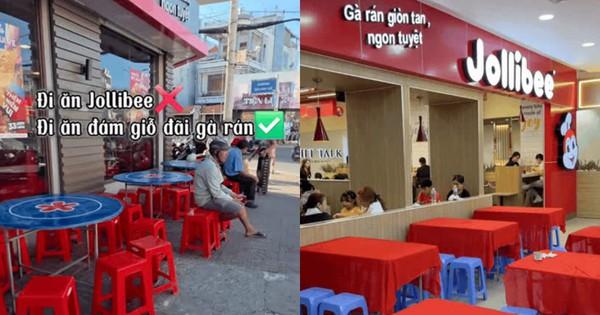 Jollibee Miền Tây Gây Sốt Với Bàn Ghế Inox, Ghế Nhựa Đỏ Giữa Trời