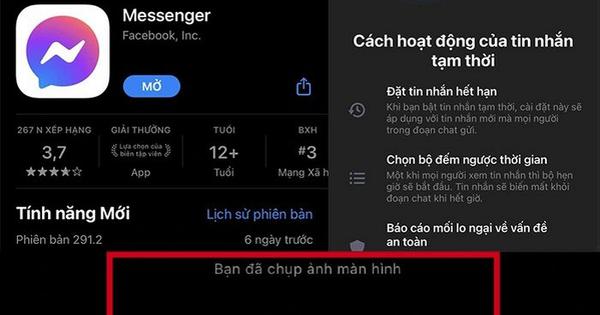 Messenger: Cảnh báo chụp màn hình chỉ hoạt động trong chế độ tin nhắn tự hủy
