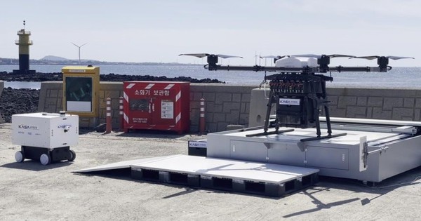 Drone và robot phối hợp giao hàng thử nghiệm tại đảo Jeju, Hàn Quốc
