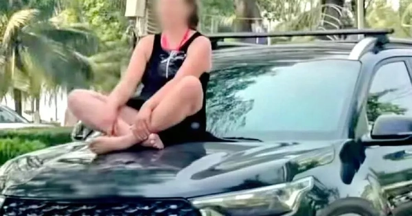Nữ du khách nước ngoài ngồi trên nắp capo ô tô ở Nha Trang bị xác minh